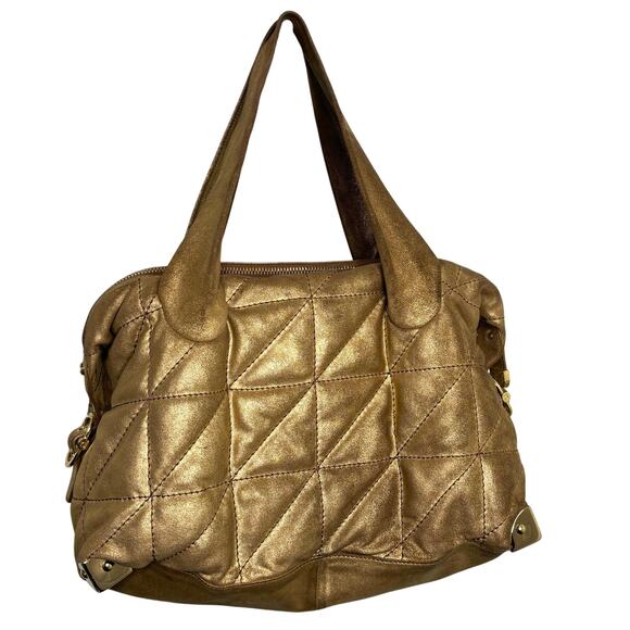 Rafe New York Quilted Metallic Good Distressed Leather Shoulder Bag - Picture 7 of 14